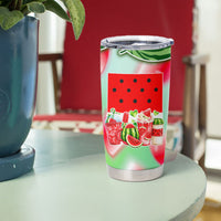 Summer Vibes Watermelon Tumbler Cup Drinks And Fruit - Vibrant Watercolor Style - Tropical Vacation Art