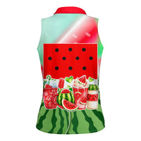 Summer Vibes Watermelon Women Sleeveless Polo Shirt Drinks And Fruit - Vibrant Watercolor Style - Tropical Vacation Art