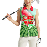 Summer Vibes Watermelon Women Sleeveless Polo Shirt Drinks And Fruit - Vibrant Watercolor Style - Tropical Vacation Art