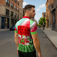 Summer Vibes Watermelon Zipper Polo Shirt Drinks And Fruit - Vibrant Watercolor Style - Tropical Vacation Art