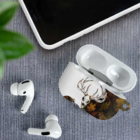 Custom Deer Hunting Skull AirPods Case with Antlers Graphic on Autumn Leaf Camo Background - Wonder Print Shop