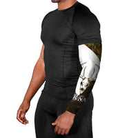 Custom Deer Hunting Skull Arm Sleeves with Antlers Graphic on Autumn Leaf Camo Background - Wonder Print Shop