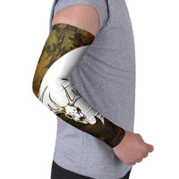 Custom Deer Hunting Skull Arm Sleeves with Antlers Graphic on Autumn Leaf Camo Background - Wonder Print Shop
