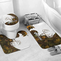 Custom Deer Hunting Skull Bathroom Set with Antlers Graphic on Autumn Leaf Camo Background - Wonder Print Shop