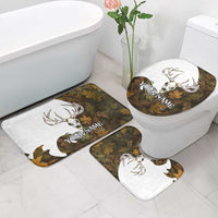 Custom Deer Hunting Skull Bathroom Set with Antlers Graphic on Autumn Leaf Camo Background - Wonder Print Shop