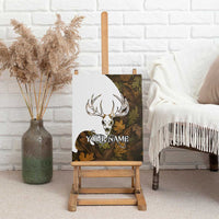 Custom Deer Hunting Skull Canvas Wall Art with Antlers Graphic on Autumn Leaf Camo Background - Wonder Print Shop