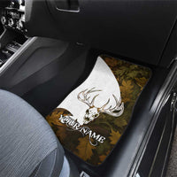 Custom Deer Hunting Skull Car Mats with Antlers Graphic on Autumn Leaf Camo Background - Wonder Print Shop