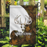 Custom Deer Hunting Skull Garden Flag with Antlers Graphic on Autumn Leaf Camo Background - Wonder Print Shop