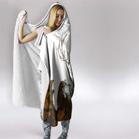 Custom Deer Hunting Skull Hooded Blanket with Antlers Graphic on Autumn Leaf Camo Background - Wonder Print Shop