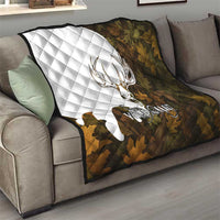 Custom Deer Hunting Skull Quilt with Antlers Graphic on Autumn Leaf Camo Background - Wonder Print Shop
