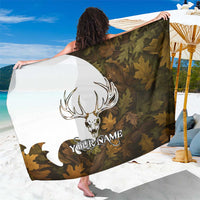 Custom Deer Hunting Skull Sarong with Antlers Graphic on Autumn Leaf Camo Background - Wonder Print Shop