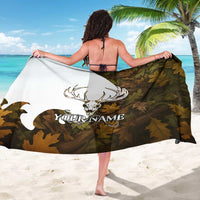 Custom Deer Hunting Skull Sarong with Antlers Graphic on Autumn Leaf Camo Background - Wonder Print Shop