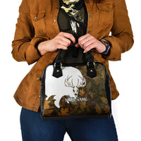 Custom Deer Hunting Skull Shoulder Handbag with Antlers Graphic on Autumn Leaf Camo Background - Wonder Print Shop