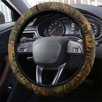 Deer Hunting Skull Steering Wheel Cover with Antlers Graphic on Autumn Leaf Camo Background - Wonder Print Shop