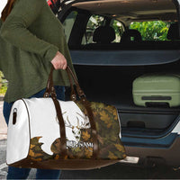 Custom Deer Hunting Skull Travel Bag with Antlers Graphic on Autumn Leaf Camo Background - Wonder Print Shop
