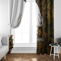 Custom Deer Hunting Skull Window Curtain with Antlers Graphic on Autumn Leaf Camo Background - Wonder Print Shop
