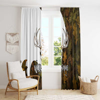 Custom Deer Hunting Skull Window Curtain with Antlers Graphic on Autumn Leaf Camo Background - Wonder Print Shop