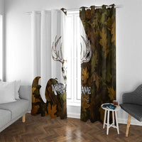 Custom Deer Hunting Skull Window Curtain with Antlers Graphic on Autumn Leaf Camo Background - Wonder Print Shop