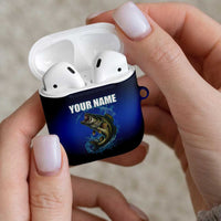 Custom Jumping Bass Fishing AirPods Case with Water Splash and Lightning Background - Wonder Print Shop