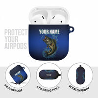 Custom Jumping Bass Fishing AirPods Case with Water Splash and Lightning Background - Wonder Print Shop