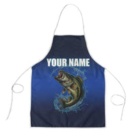 Custom Jumping Bass Fishing Apron with Water Splash and Lightning Background - Wonder Print Shop