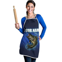 Custom Jumping Bass Fishing Apron with Water Splash and Lightning Background - Wonder Print Shop