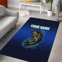 Custom Jumping Bass Fishing Area Rug with Water Splash and Lightning Background - Wonder Print Shop