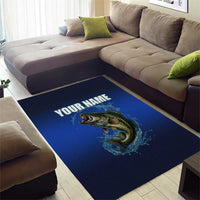 Custom Jumping Bass Fishing Area Rug with Water Splash and Lightning Background - Wonder Print Shop