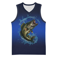 Custom Jumping Bass Fishing Basketball Jersey with Water Splash and Lightning Background - Wonder Print Shop