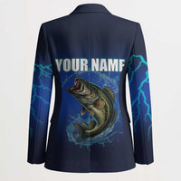 Custom Jumping Bass Fishing Blazer with Water Splash and Lightning Background - Wonder Print Shop