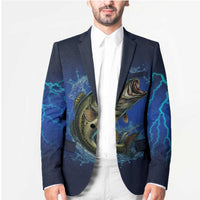 Custom Jumping Bass Fishing Blazer with Water Splash and Lightning Background - Wonder Print Shop