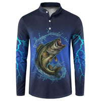 Custom Jumping Bass Fishing Button Sweatshirt with Water Splash and Lightning Background - Wonder Print Shop