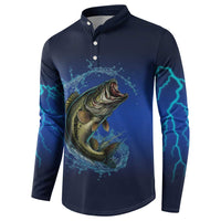 Custom Jumping Bass Fishing Button Sweatshirt with Water Splash and Lightning Background - Wonder Print Shop