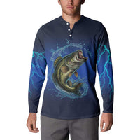Custom Jumping Bass Fishing Button Sweatshirt with Water Splash and Lightning Background - Wonder Print Shop
