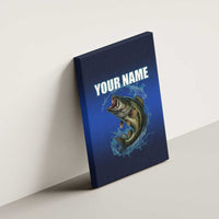 Custom Jumping Bass Fishing Canvas Wall Art with Water Splash and Lightning Background - Wonder Print Shop
