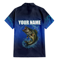 Custom Jumping Bass Fishing Family Matching Mermaid Dress and Hawaiian Shirt with Water Splash and Lightning Background - Wonder Print Shop