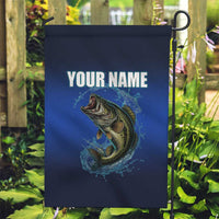 Custom Jumping Bass Fishing Garden Flag with Water Splash and Lightning Background - Wonder Print Shop