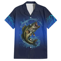 Custom Jumping Bass Fishing Hawaiian Shirt with Water Splash and Lightning Background - Wonder Print Shop