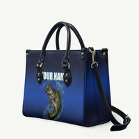 Custom Jumping Bass Fishing Leather Bag with Water Splash and Lightning Background - Wonder Print Shop