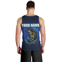 Custom Jumping Bass Fishing Men Tank Top with Water Splash and Lightning Background - Wonder Print Shop