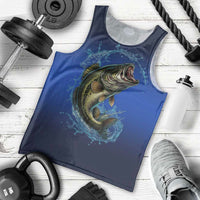 Custom Jumping Bass Fishing Men Tank Top with Water Splash and Lightning Background - Wonder Print Shop