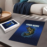 Custom Jumping Bass Fishing Puzzle with Water Splash and Lightning Background - Wonder Print Shop