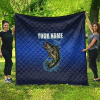 Custom Jumping Bass Fishing Quilt with Water Splash and Lightning Background - Wonder Print Shop