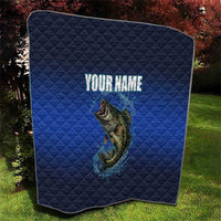 Custom Jumping Bass Fishing Quilt with Water Splash and Lightning Background - Wonder Print Shop