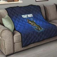 Custom Jumping Bass Fishing Quilt with Water Splash and Lightning Background - Wonder Print Shop