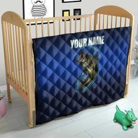 Custom Jumping Bass Fishing Quilt with Water Splash and Lightning Background - Wonder Print Shop