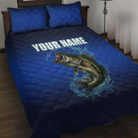 Custom Jumping Bass Fishing Quilt Bed Set with Water Splash and Lightning Background - Wonder Print Shop