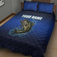 Custom Jumping Bass Fishing Quilt Bed Set with Water Splash and Lightning Background - Wonder Print Shop