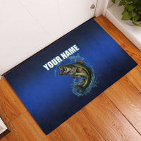 Custom Jumping Bass Fishing Rubber Doormat with Water Splash and Lightning Background - Wonder Print Shop