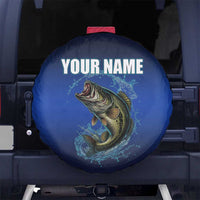 Custom Jumping Bass Fishing Spare Tire Cover with Water Splash and Lightning Background - Wonder Print Shop